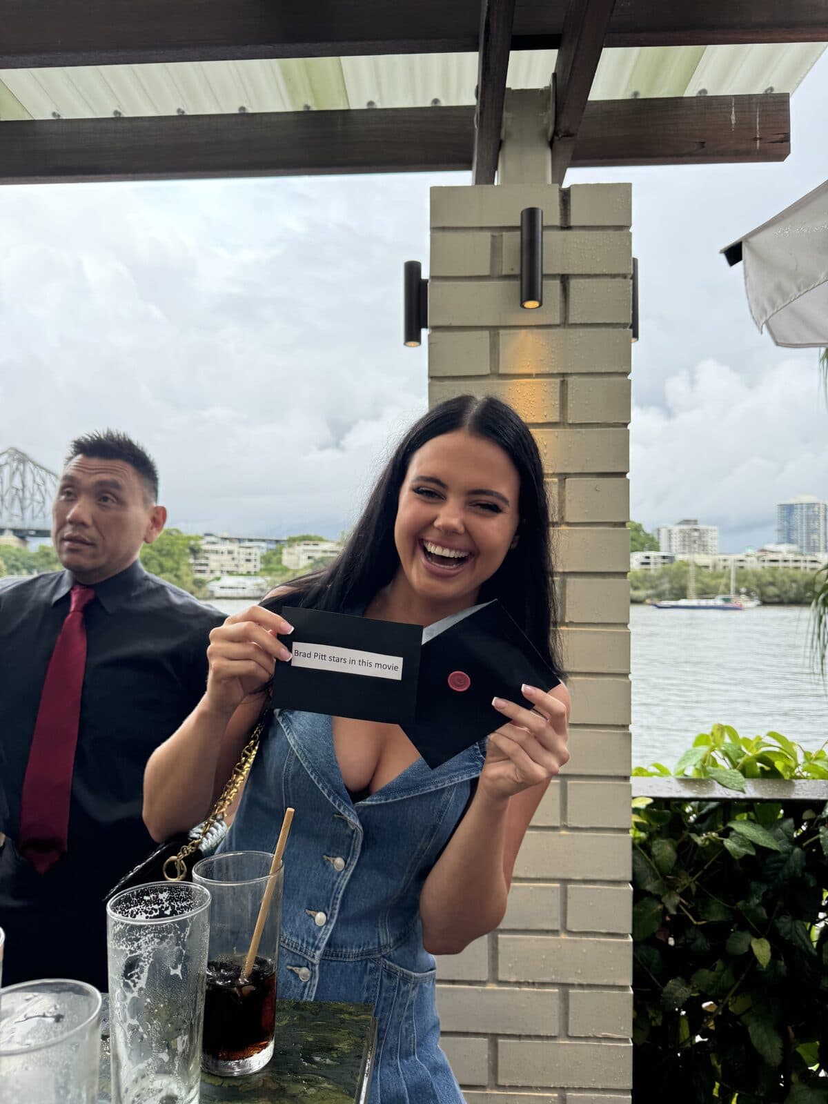 An agent revealing a Classified clue by the river